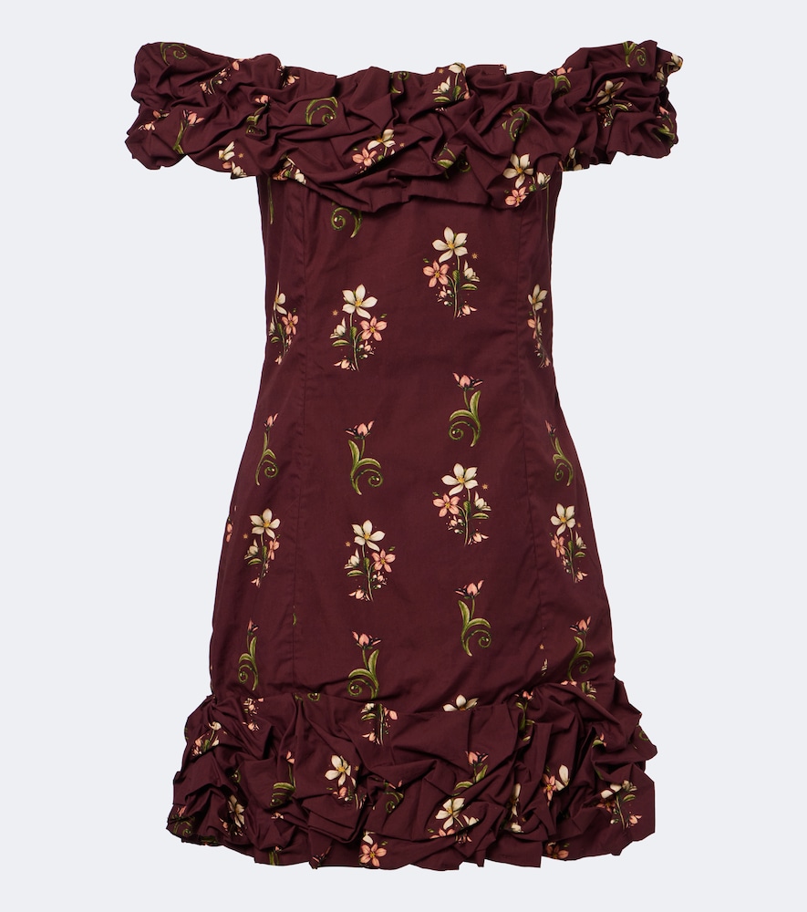Off-Shoulder Minikleid Jardin aus Baumwolle
