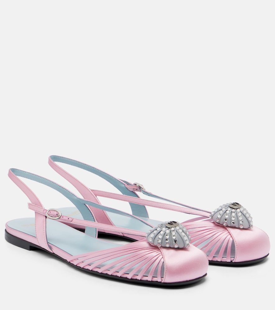 Valentino Garavani Women's Pink Cour Royal Satin Slingback Flats UK Size 3.5 - Mytheresa