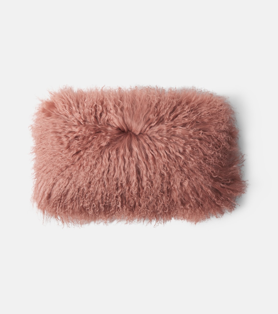Maison De Vacances Reversible Linen And Shearling Cushion In Brown