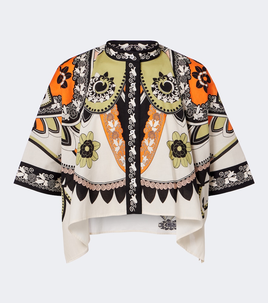 Camicia cropped Foulard in twill di cotone
