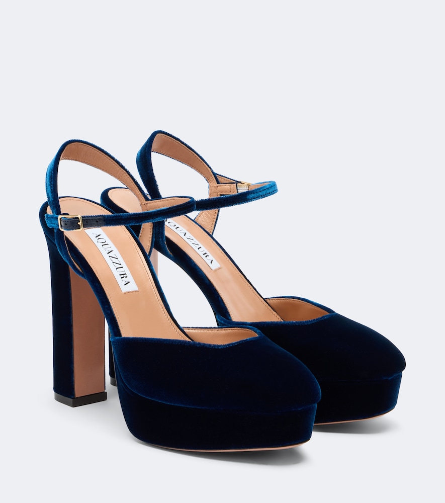 Plateau-Slingback-Pumps Amira aus Samt
