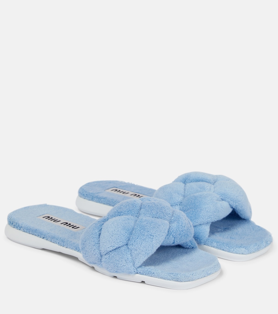 Miu Miu Women's Blue Woven Terry Slides UK Size 2 - Mytheresa