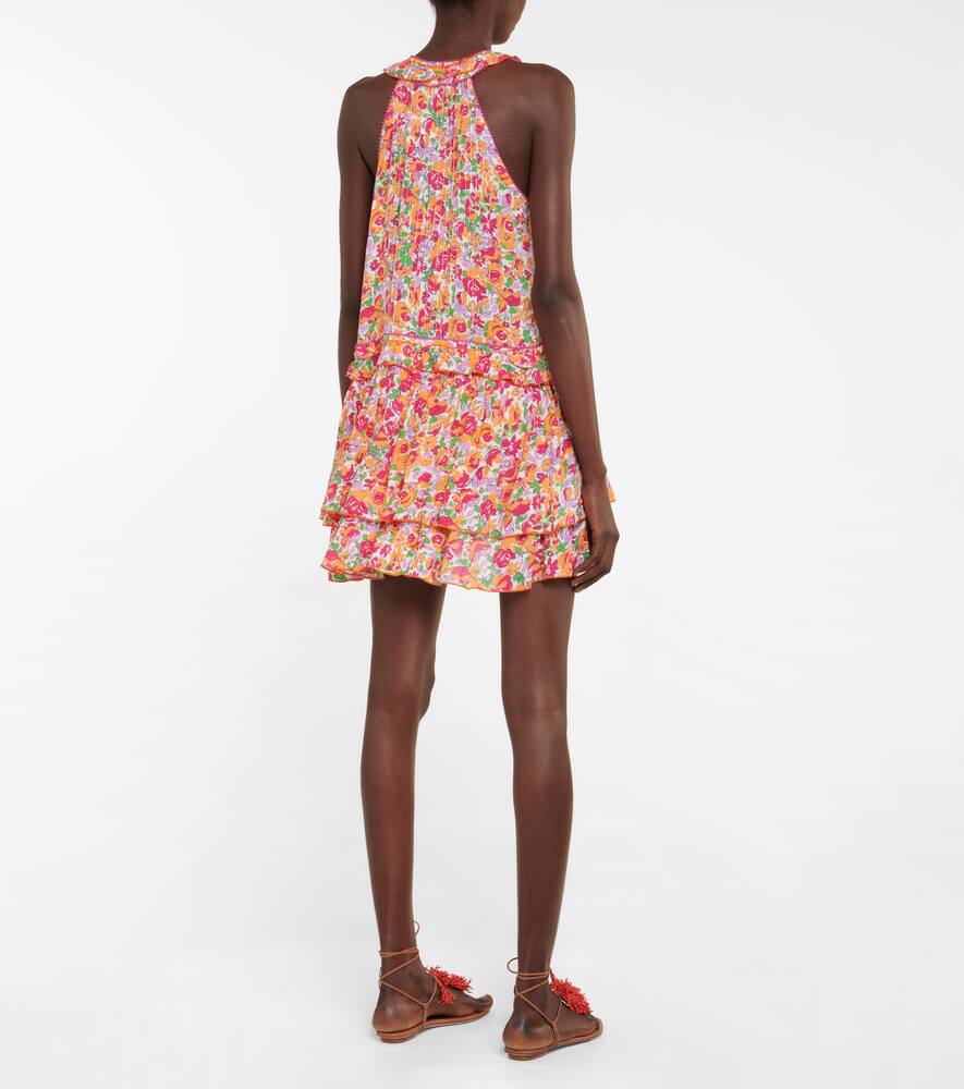 Poupette St Barth Mae Floral Ruffled Minidress In Orange Rose