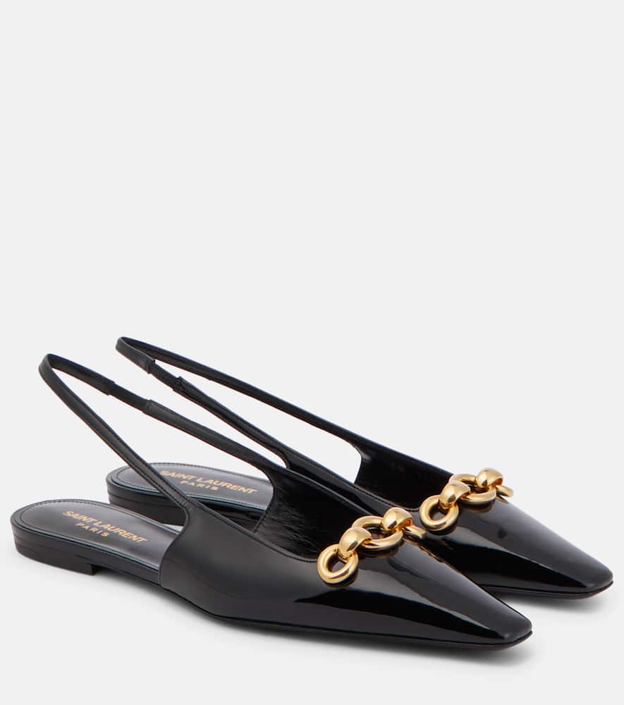 SAINT LAURENT BLADE LEATHER SLINGBACK FLATS