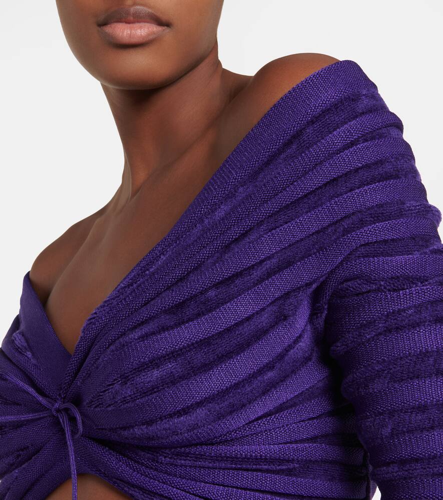 Alaïa Alaia Womens Ultraviolet V-neck Ribbed-pattern Velvet Top In Purple