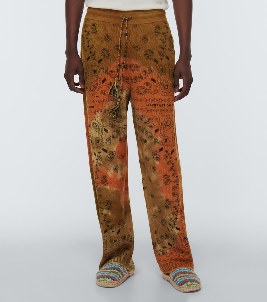 Shop Alanui Bandana Piquet Jacquard Cotton Pants In Copper