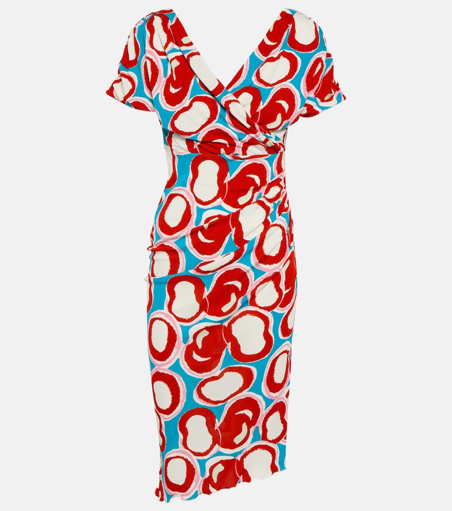 Diane Von Furstenberg Havana Printed Jersey Midi Dress In White