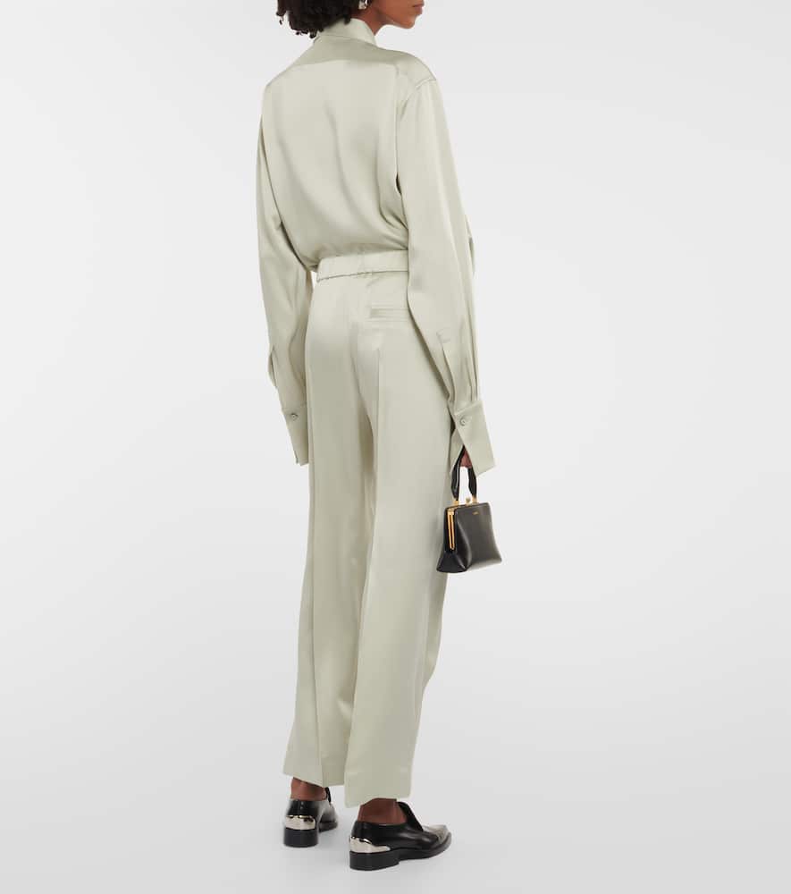 Jil Sander High-rise Wide-leg Pants In Green
