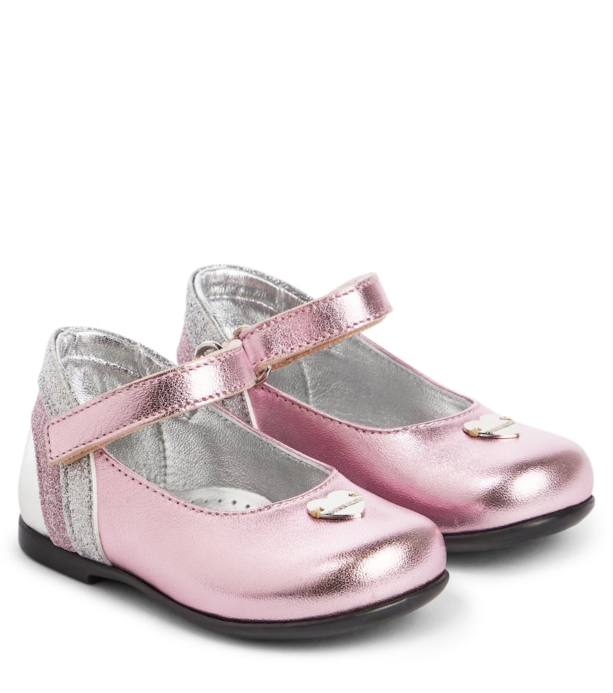 Monnalisa Baby metallic leather ballet flats