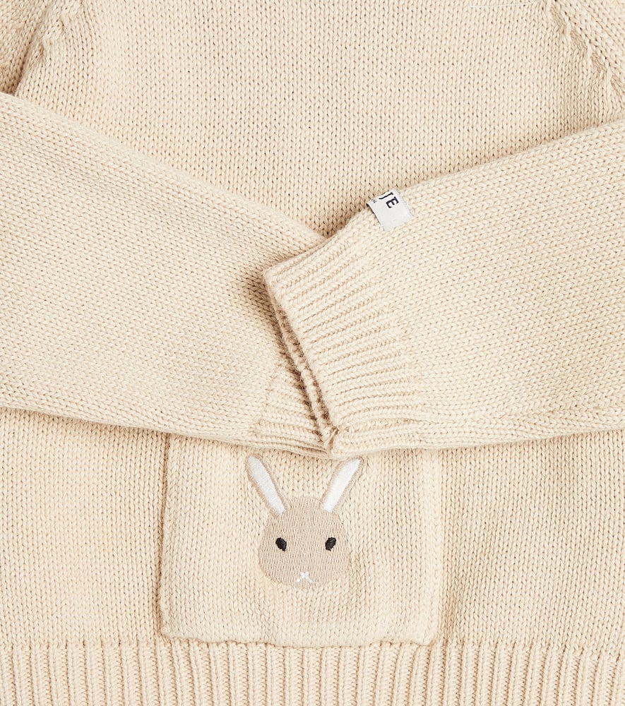 Donsje Baby Loeke Embroidered Cotton Sweater In Brown