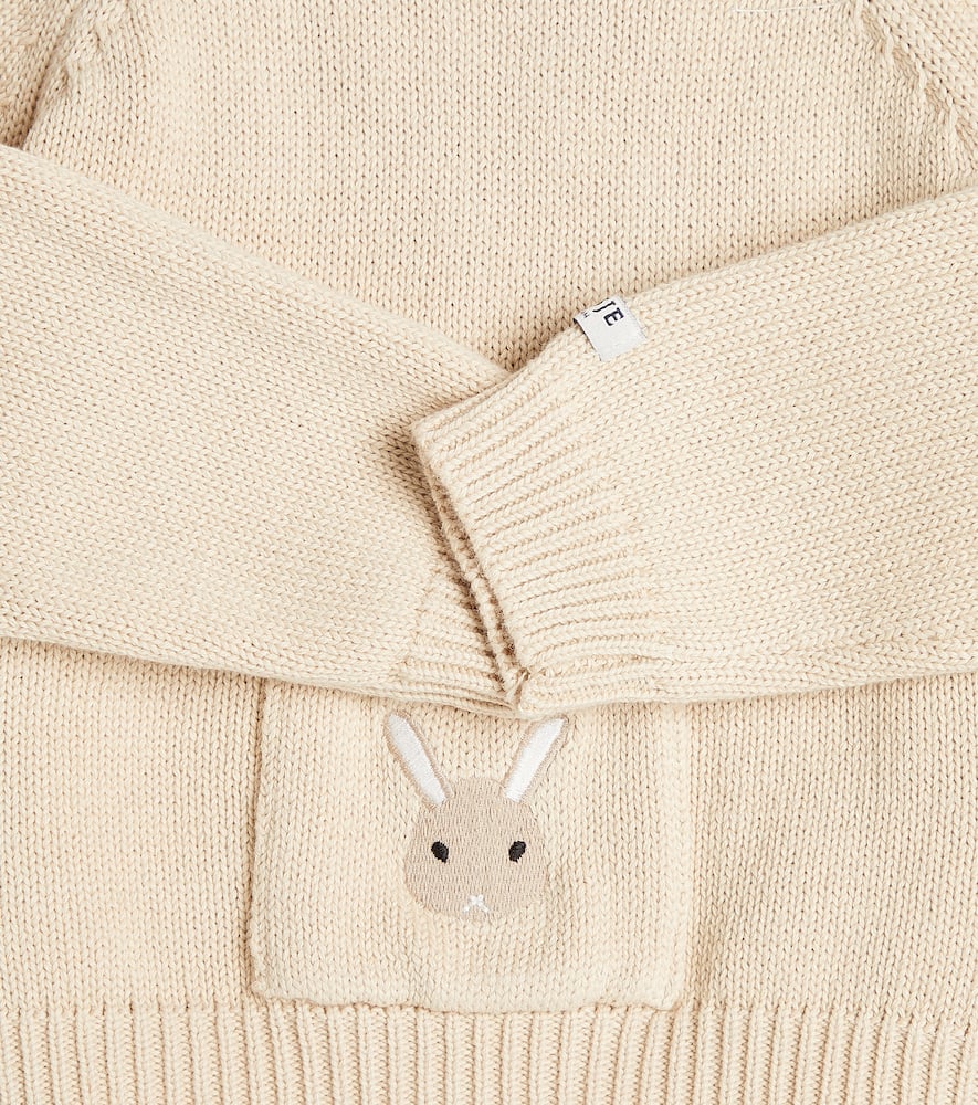 Shop Donsje Baby Loeke Embroidered Cotton Sweater In Brown