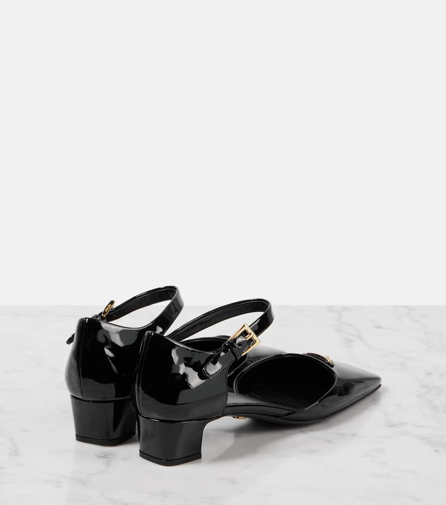 Prada Womens Black Brand-plaque Patent-leather Mary Jane Courts