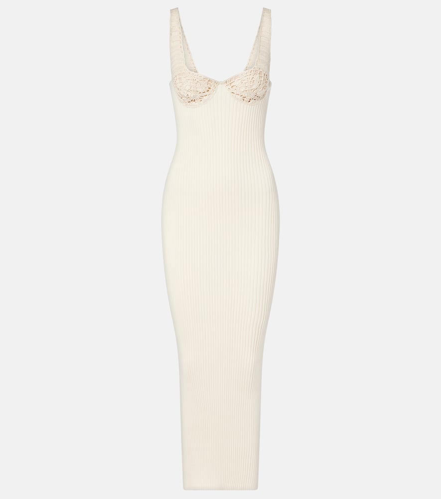 Ribbed-knit cotton midi dress