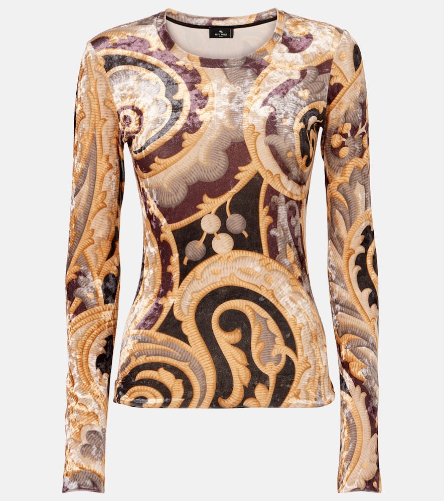 Etro Paisley Velvet Top In Multicoloured