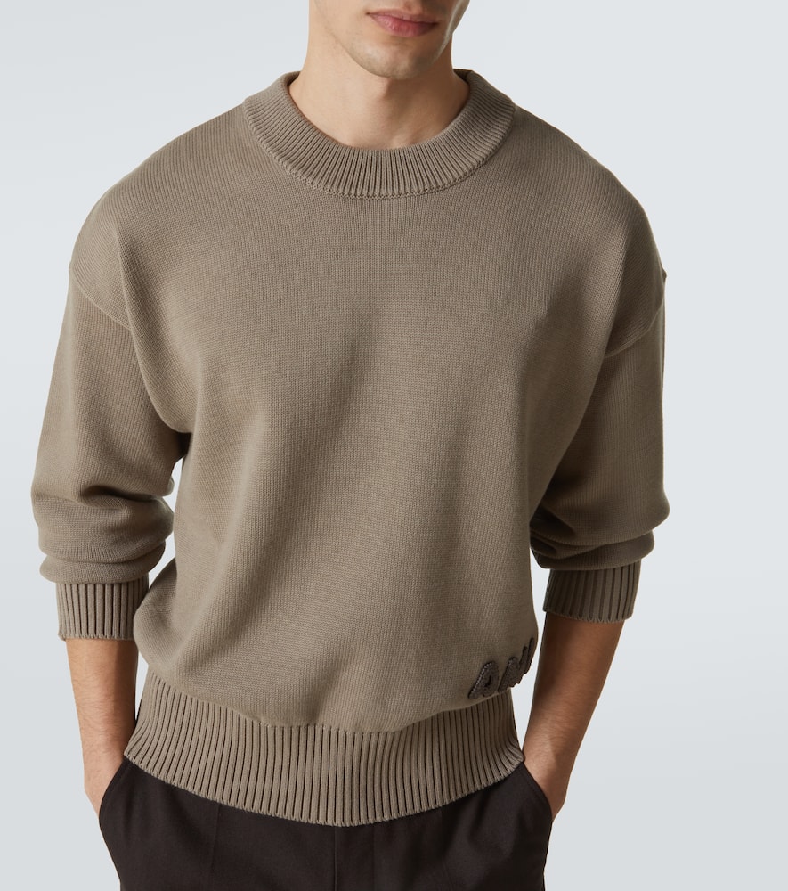 Ami Alexandre Mattiussi Cotton And Wool Sweater In Grey