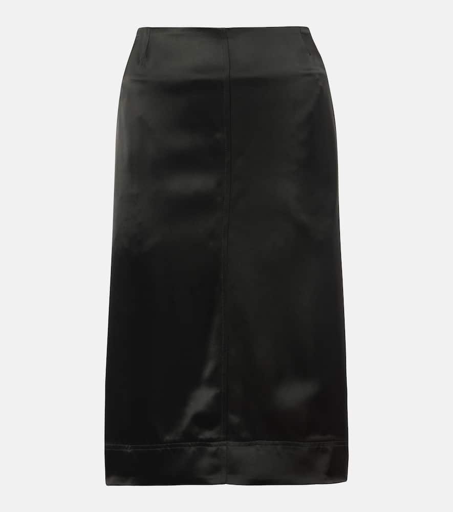 Paneled satin midi skirt