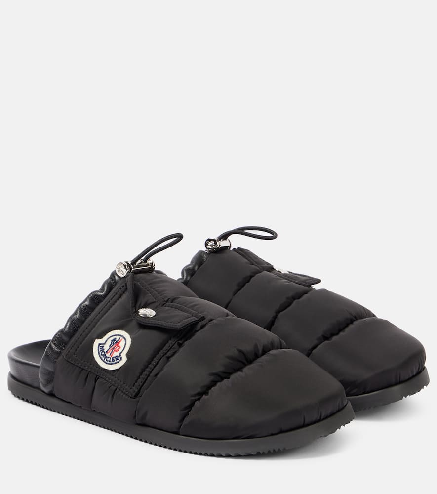 Mon Pocket leather-trimmed mules