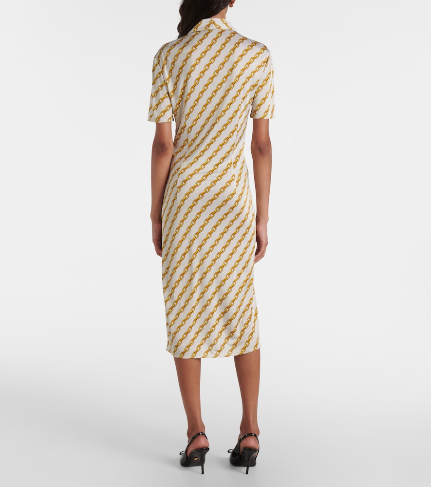  Versace Versace Chain Stripe Satin Shirt Dress 