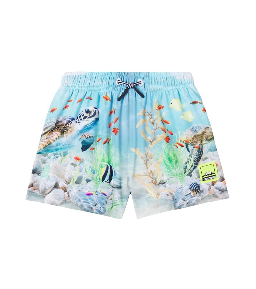 Molo Happy Ocean-print Swim Trunks In Happy Ocean