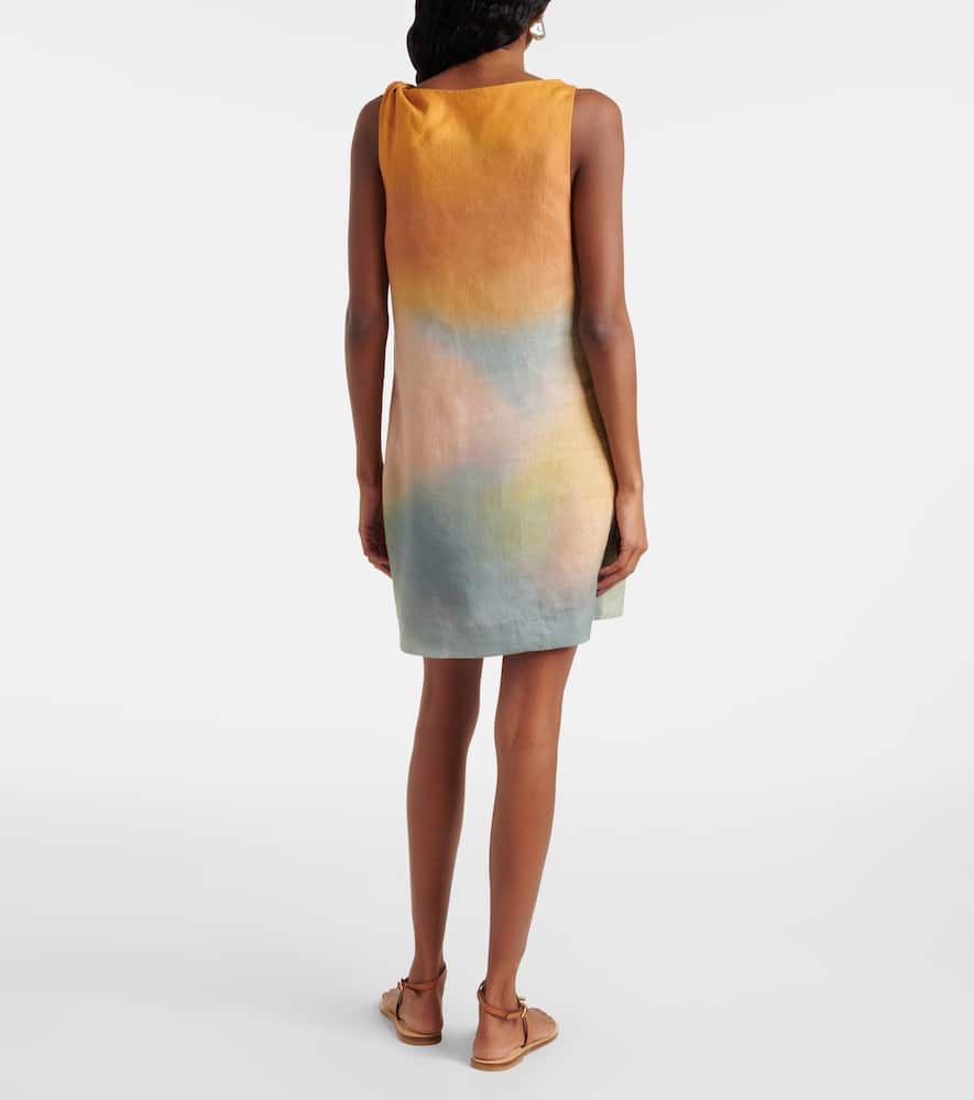 Shop Staud Boa Linen Minidress In Multicoloured