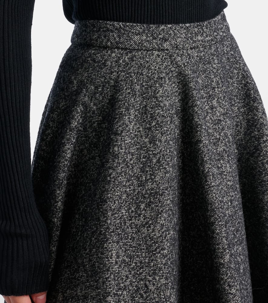 Dolce & Gabbana Midi Circle Skirt In A Dotted Wool Blend In Gray