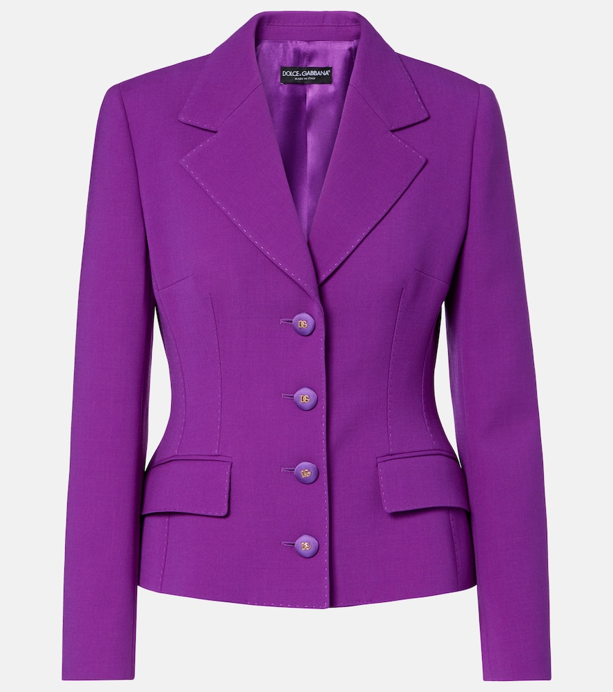 Dolce & Gabbana Virgin Wool Crêpe Blazer In Purple