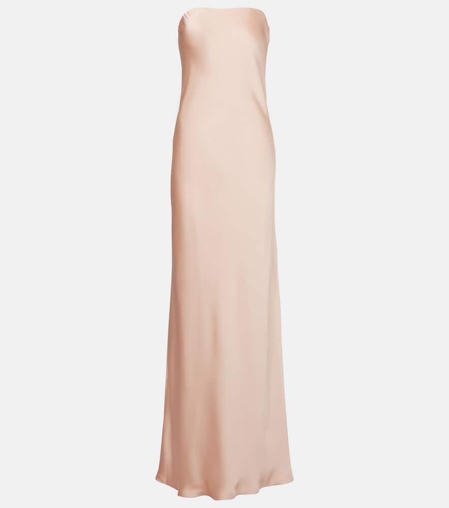 Strapless crêpe satin maxi dress