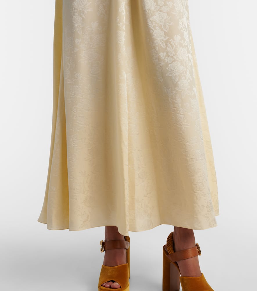 Chloé Pintucked Silk Crepe De Chine Midi Dress In Neutral
