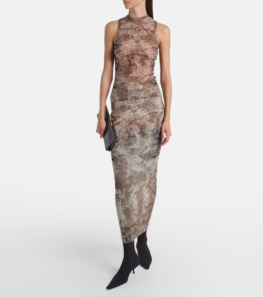  Jean Paul Gaultier Jean Paul Gaultier Bedruckter Midirock Médallion Aus Mesh 