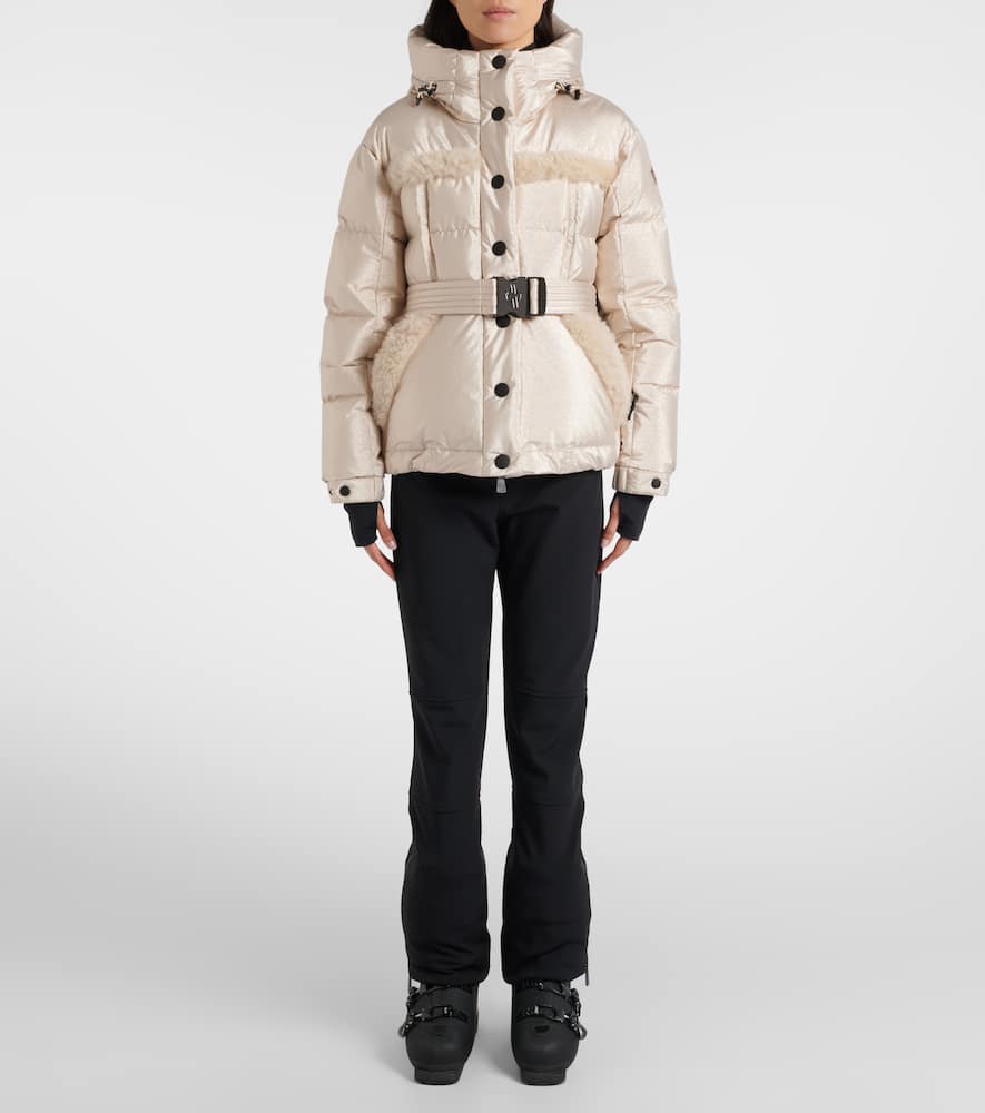 Moncler Mondim Shearling-trimmed Hooded Down Ski Jacket In Neutral