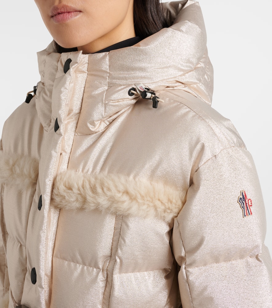Moncler Mondim Shearling-trimmed Hooded Down Ski Jacket In Neutral
