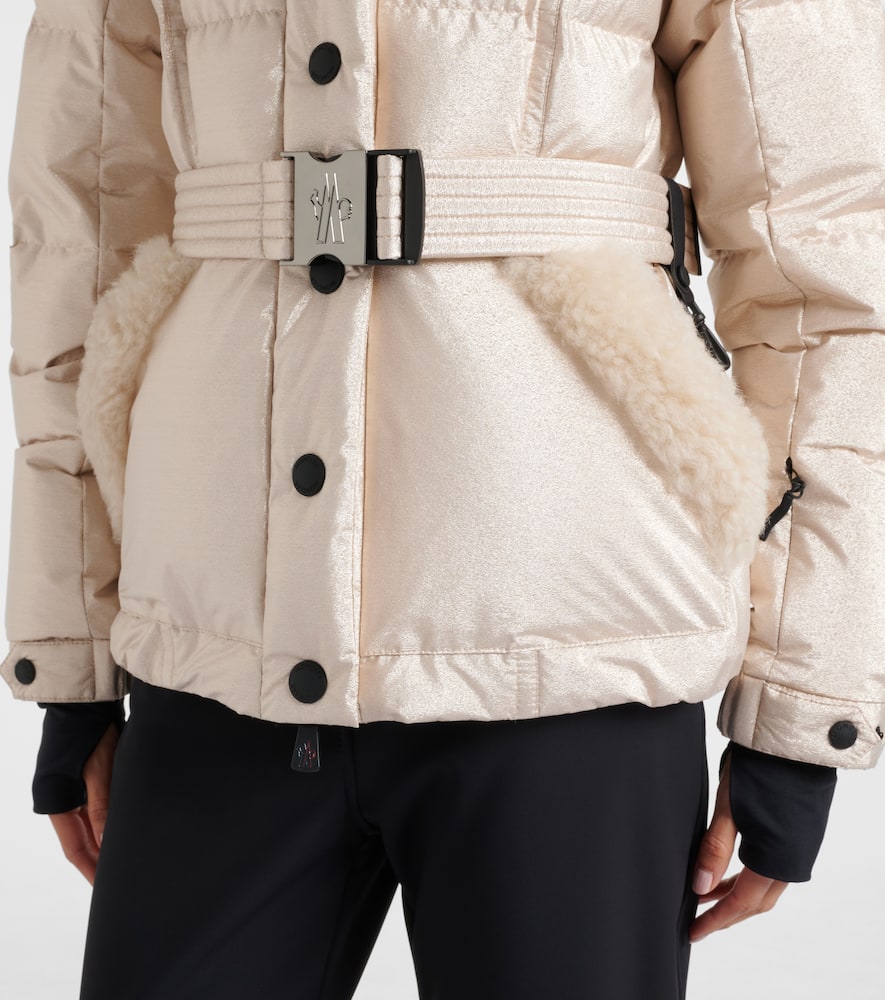 Moncler Mondim Shearling-trimmed Hooded Down Ski Jacket In Neutral