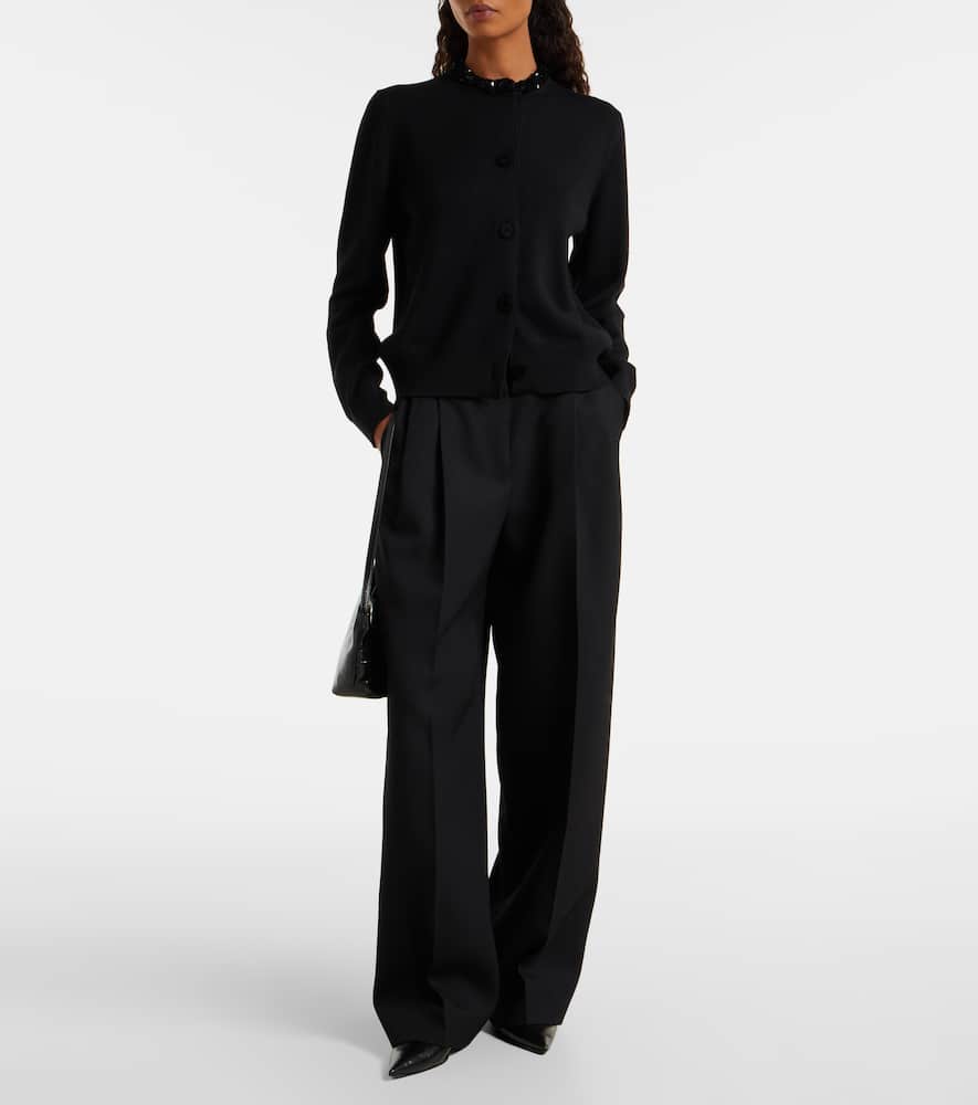 Jil Sander Sequined Virgin Wool Cardigan In Black