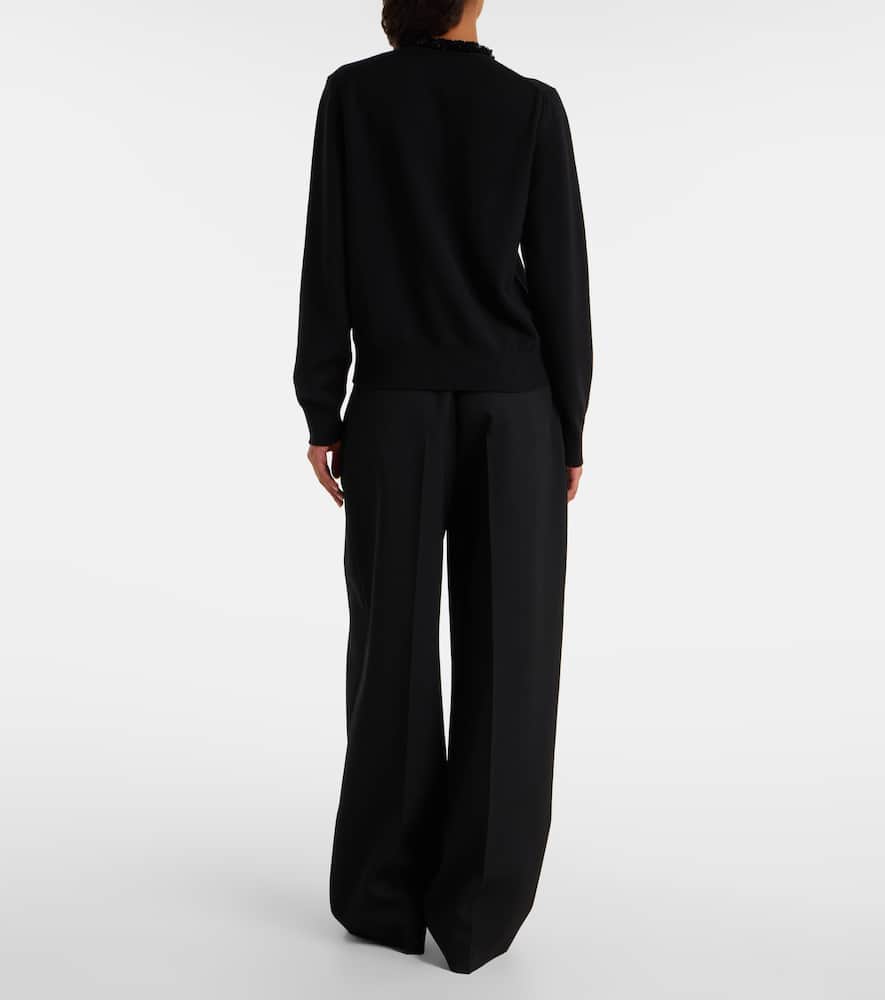 Jil Sander Sequined Virgin Wool Cardigan In Black
