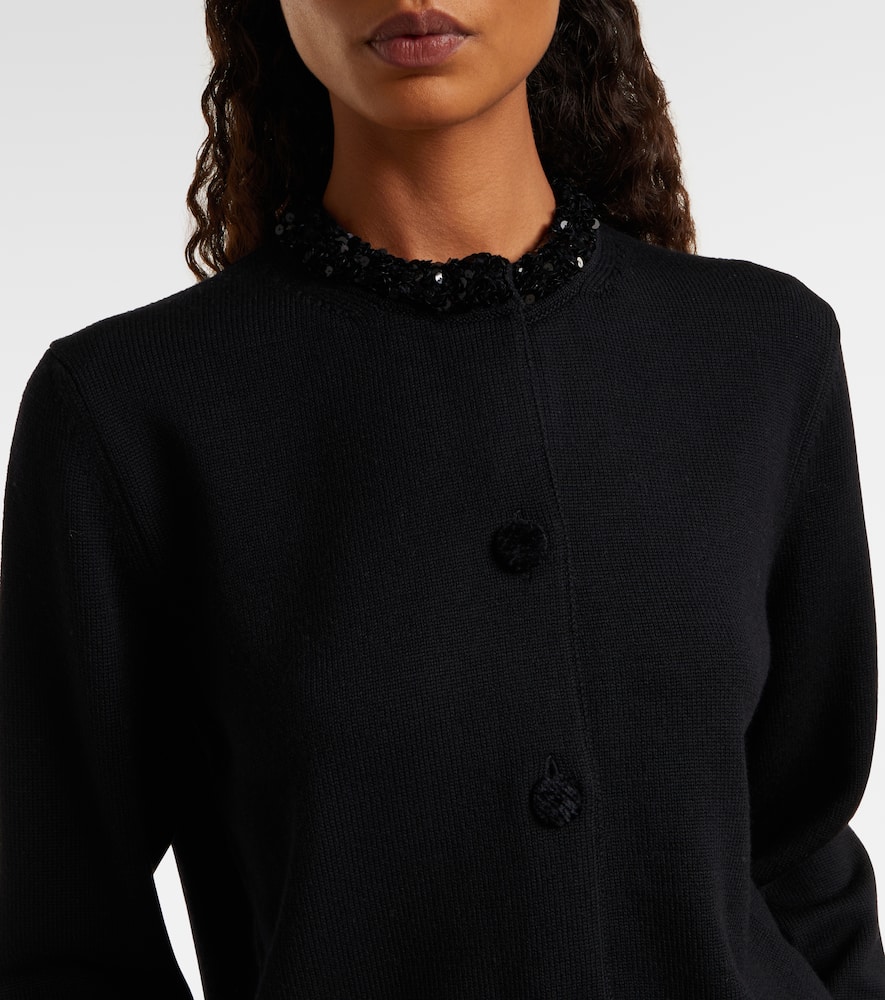 Jil Sander Sequined Virgin Wool Cardigan In Black