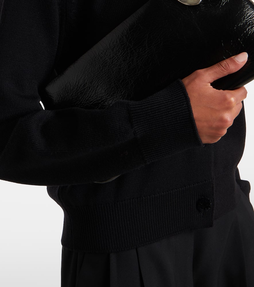 Jil Sander Sequined Virgin Wool Cardigan In Black