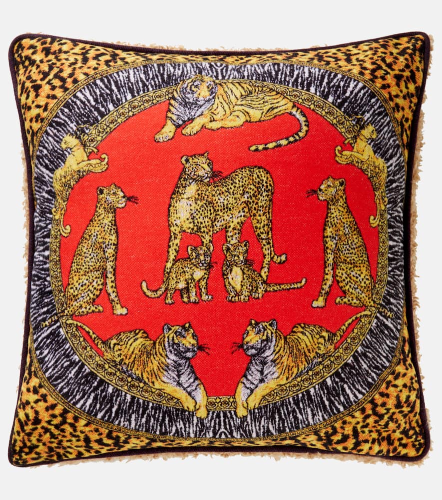 Versace Home Wild Cats Wool Cushion In Multi