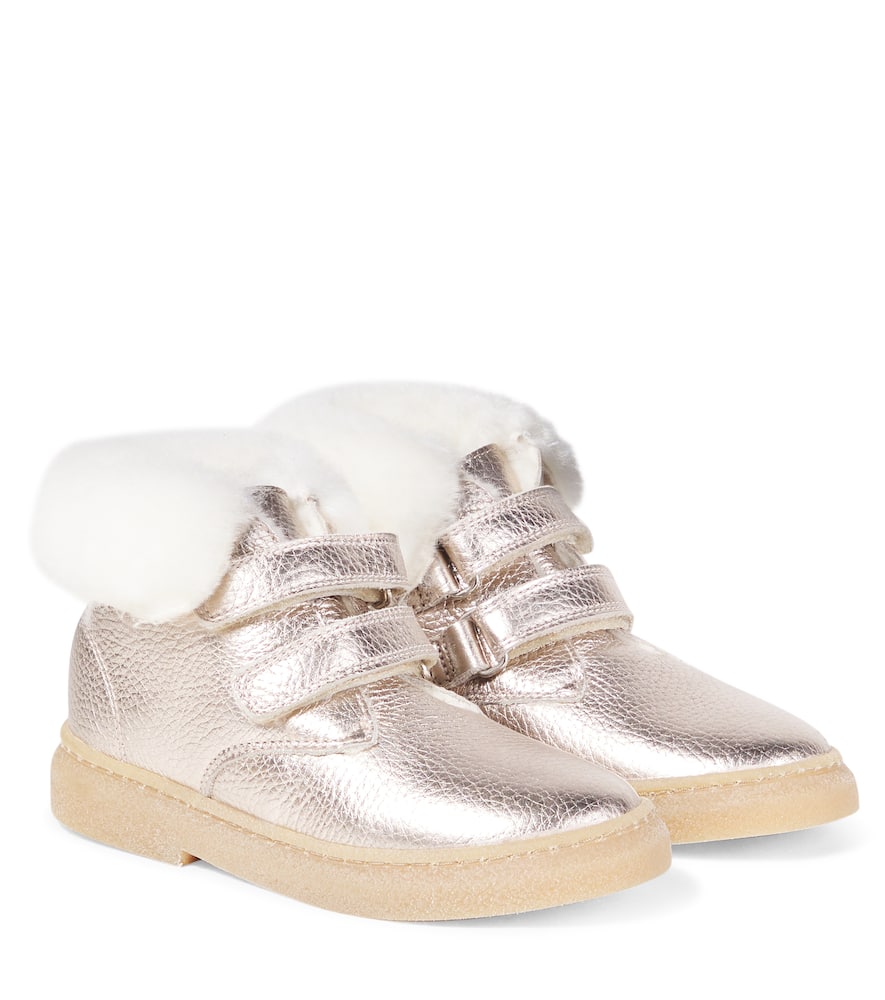 Pom D'api Trix Easy Metallic Leather Ankle Boots In Gold