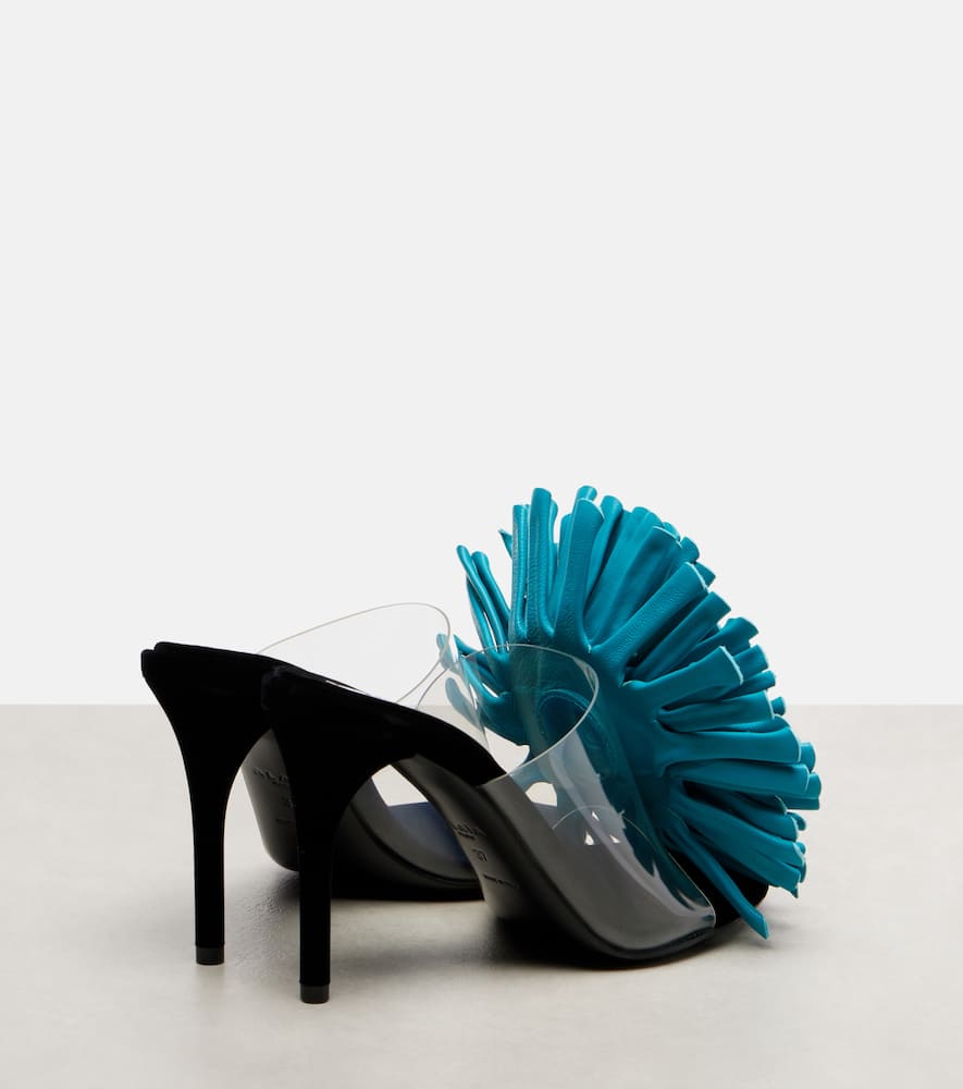 Alaïa Dahlia 90 Floral-appliqué Leather And Pu Mules In Black
