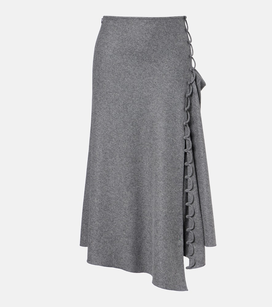 Victoria Beckham Asymmetric Wool And Cashmere Midi Skirt In Gray