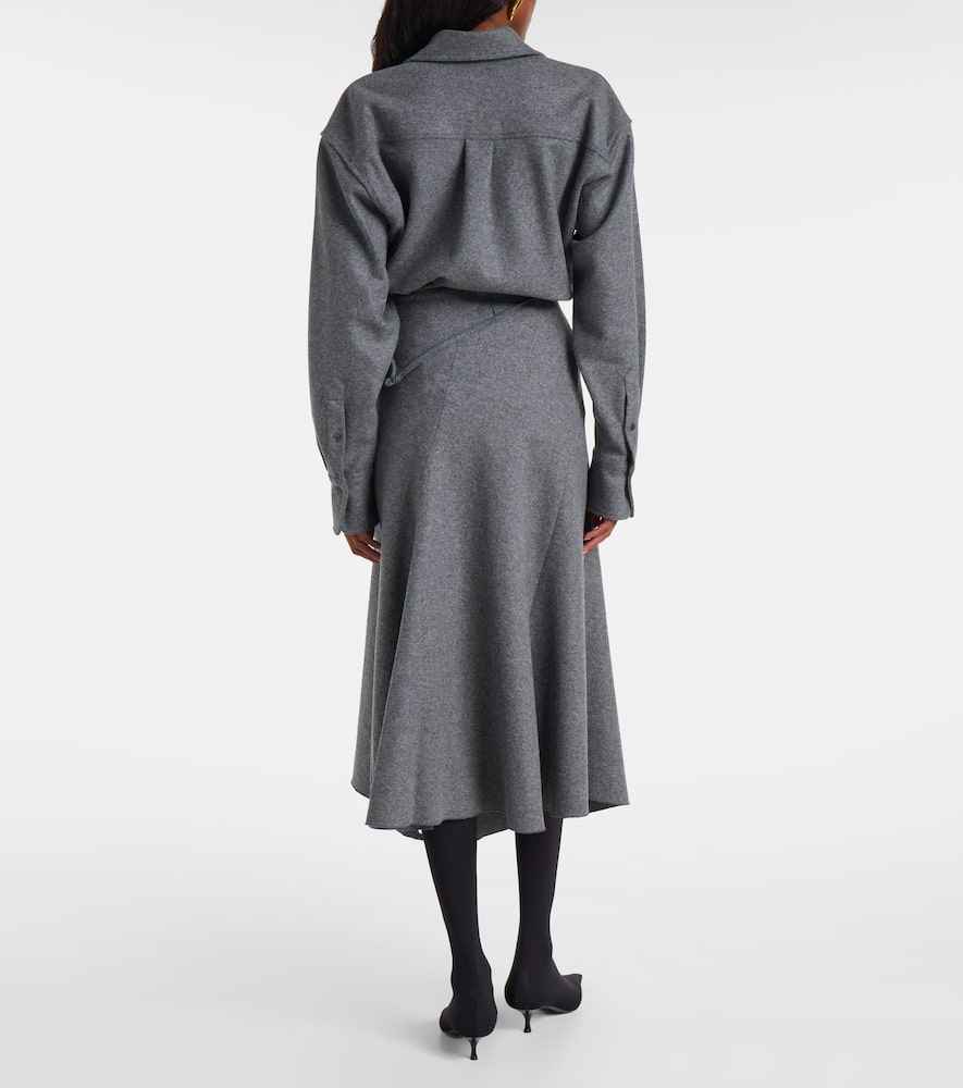 Victoria Beckham Asymmetric Wool And Cashmere Midi Skirt In Gray
