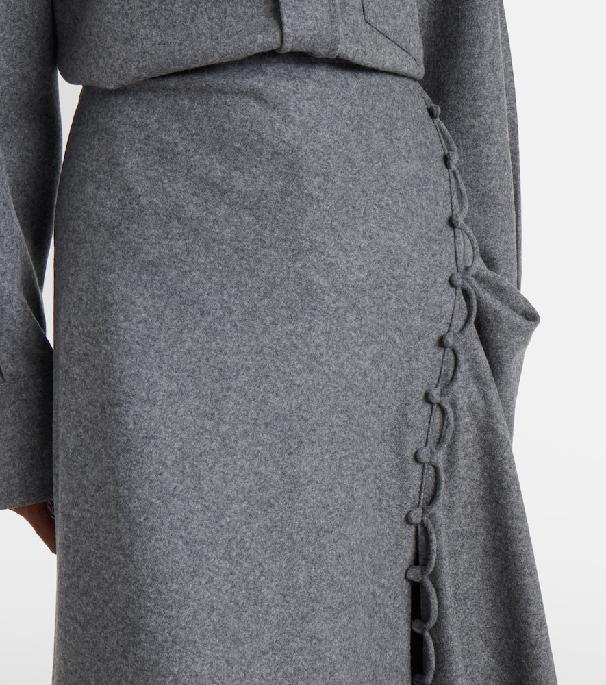 Victoria Beckham Asymmetric Wool And Cashmere Midi Skirt In Gray