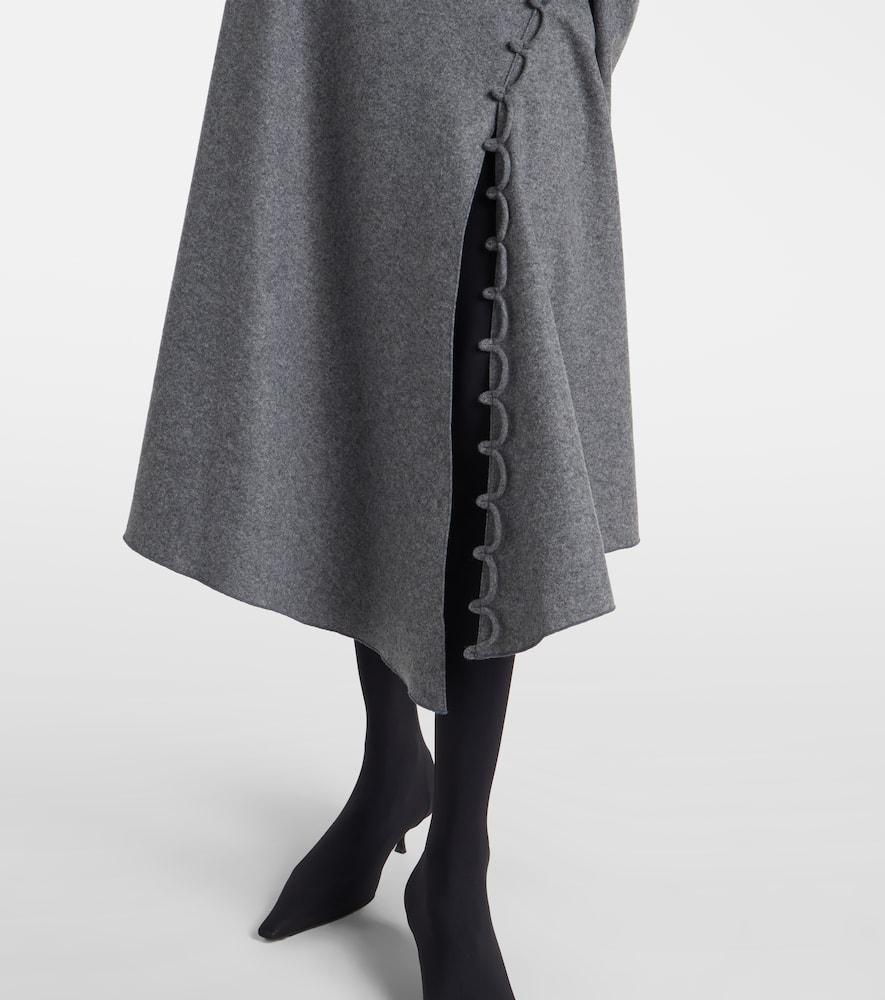 Victoria Beckham Asymmetric Wool And Cashmere Midi Skirt In Gray