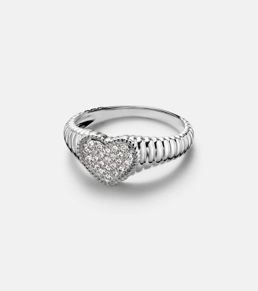 Yvonne Léon Baby 9kt Gold Pinky Ring With Diamonds In Silver