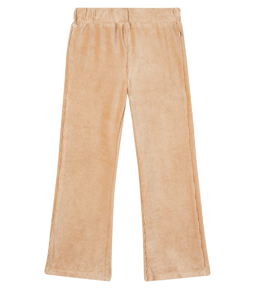 Scotch & Soda Kids' Ribbed-knit Cotton-blend Velvet Leggings In Nude