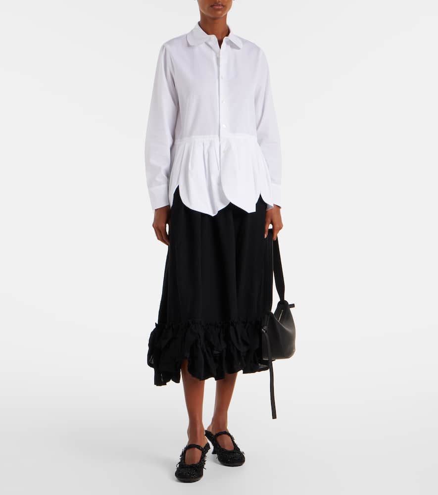 Noir Kei Ninomiya Gathered Cotton Shirt In White