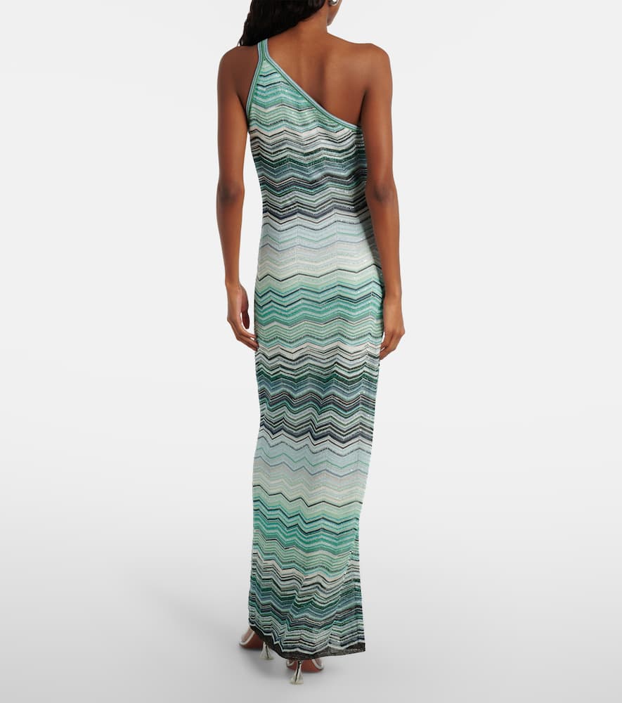 Missoni Zig Zag Lamé Maxi Dress In Blue