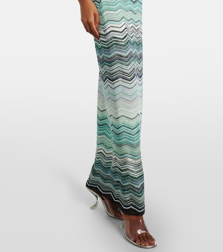 Missoni Zig Zag Lamé Maxi Dress In Blue