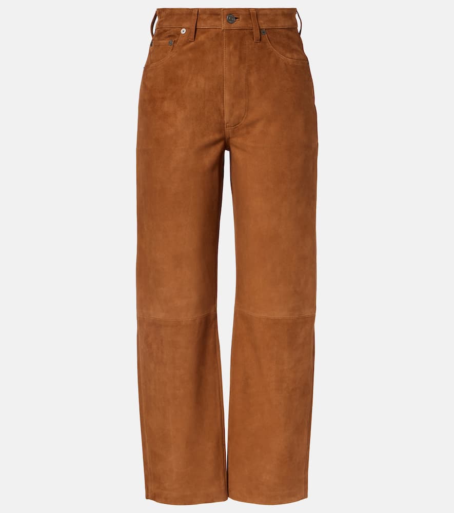 Citizen Of Humanity Miro Low-rise Suede Straight-leg Pants In Brown