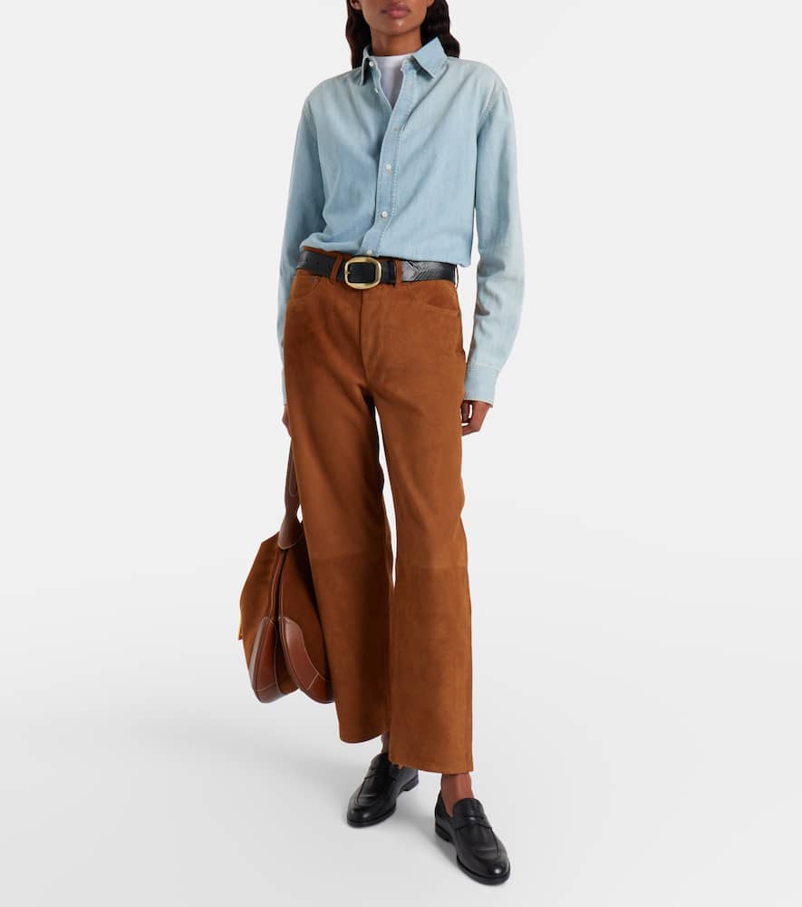 Citizen Of Humanity Miro Low-rise Suede Straight-leg Pants In Brown